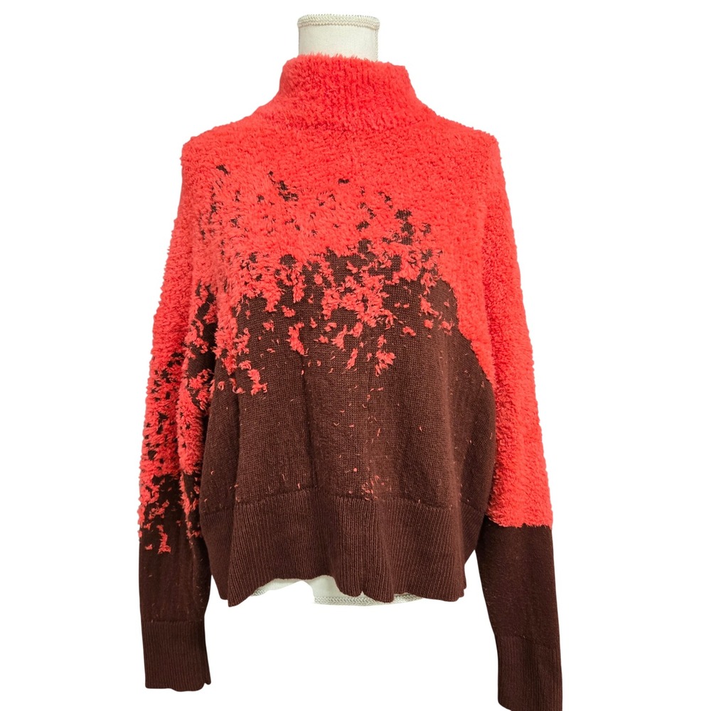 Lululemon Ombre Knit Textured Turtleneck Merino‎ Wool Blend Red Merlot Size 8